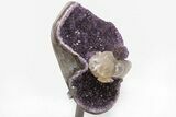 Amethyst Geode with Calcite Crystals on Metal Stand - Uruguay #199669-2